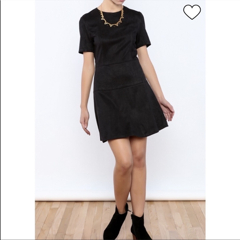 Fate Faux Suede A-Line Mod Black Mini Dress S
